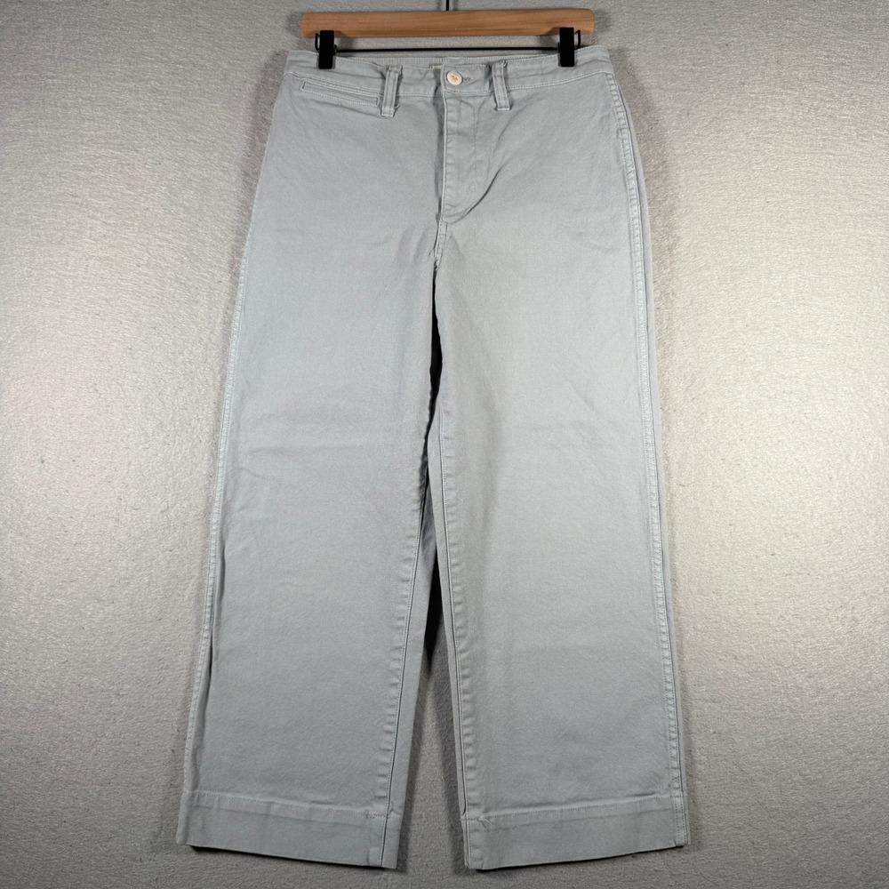 Madewell Slim Emmett Wide-Leg Crop Pants Light Grey Canvas Size 28 High Rise